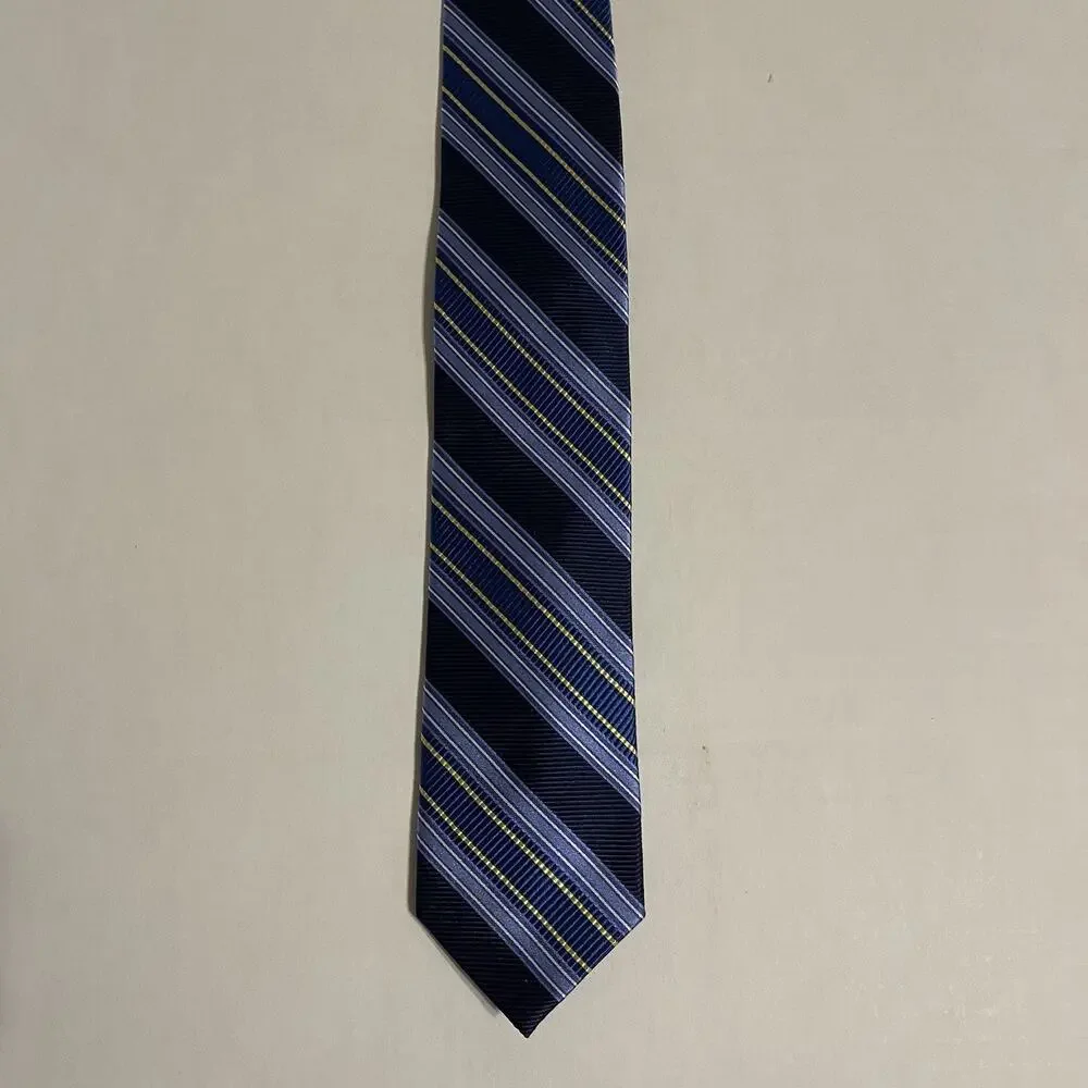 Bruno Piattelli 100%‎ silk striped tie in multi-color blue and yellow